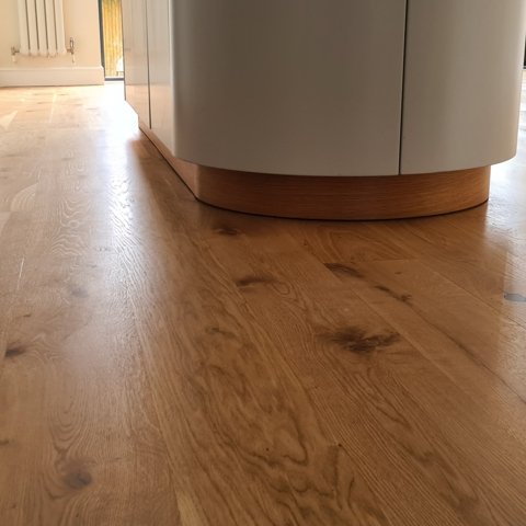 Kitchen island with wood floor