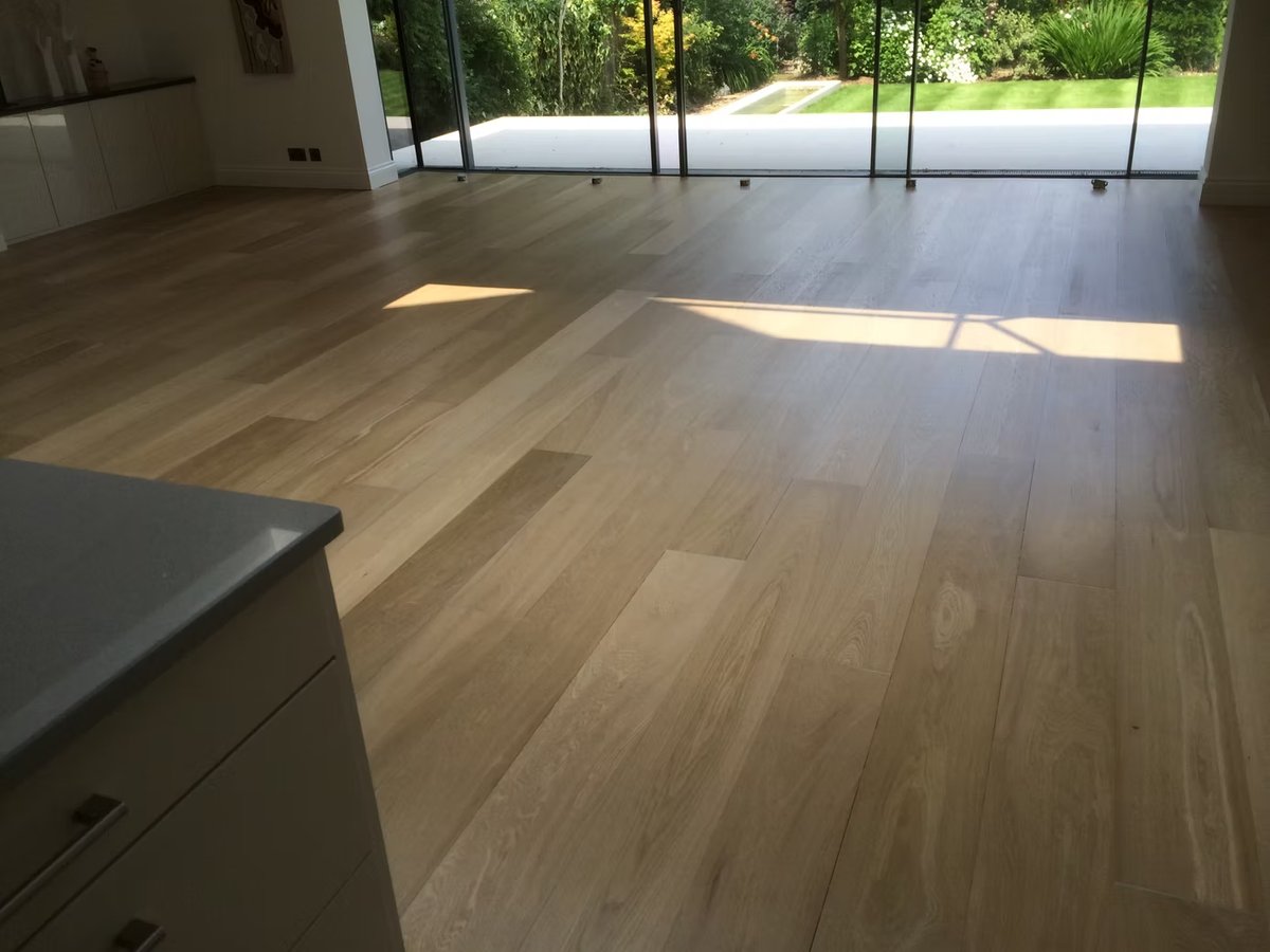 Bright room with newly installed wood flooring