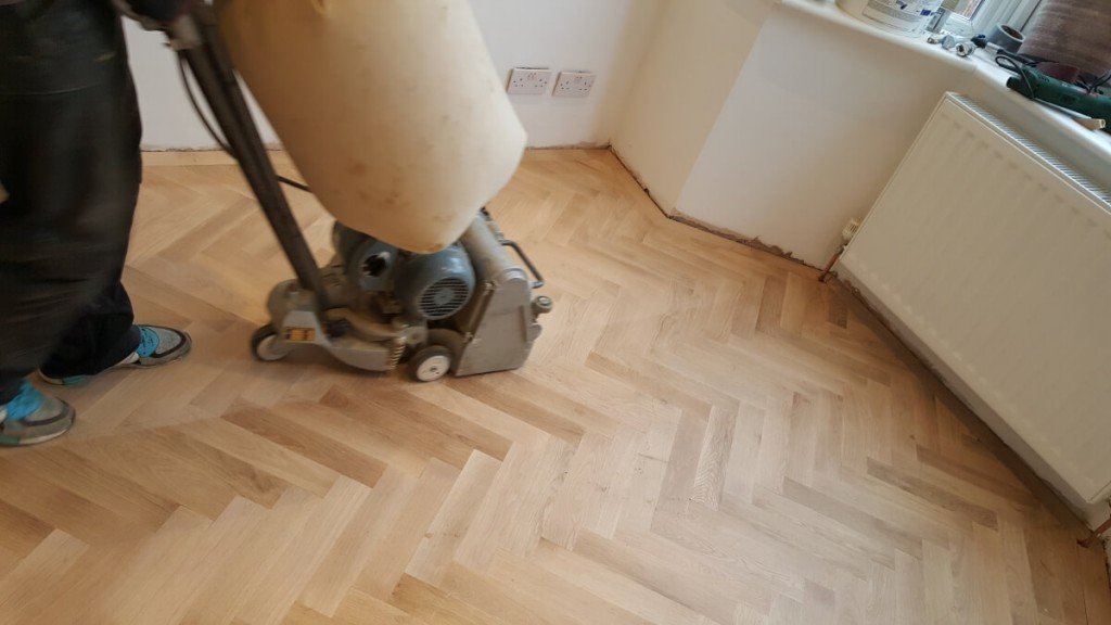 Floor sanding in progress