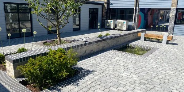 Brickwork and paving detail in courtyard