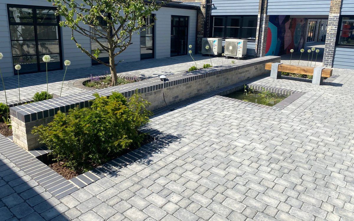 Brickwork and paving detail in courtyard