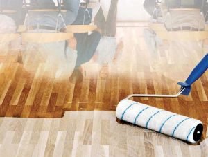 Floor polishing with roller