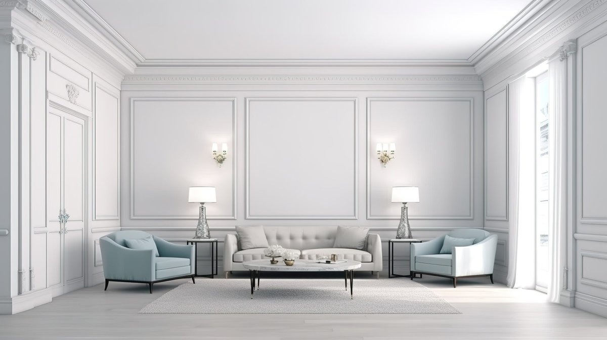 Living room with Victorian cornice and molding