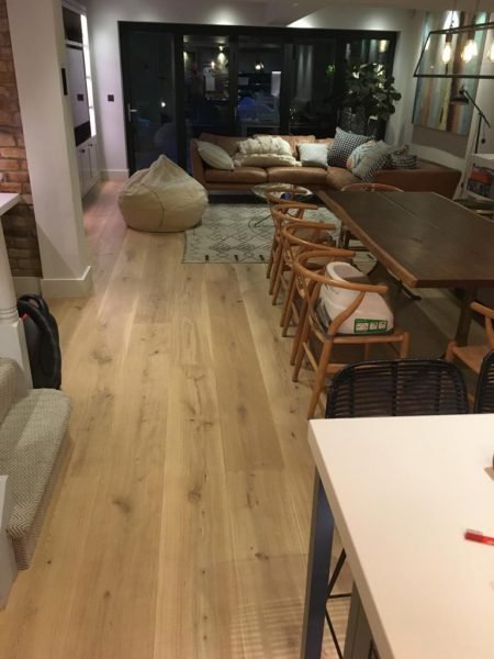 Finished wood floor in living room