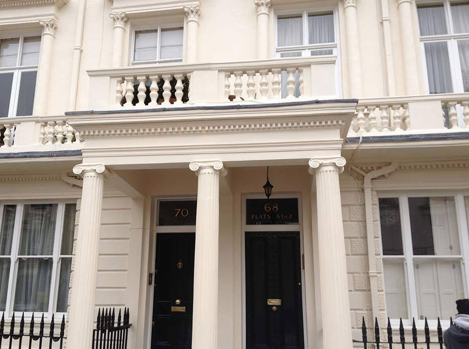 Restored building facade