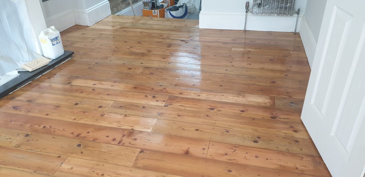 Finished sanded and polished floor with customer review