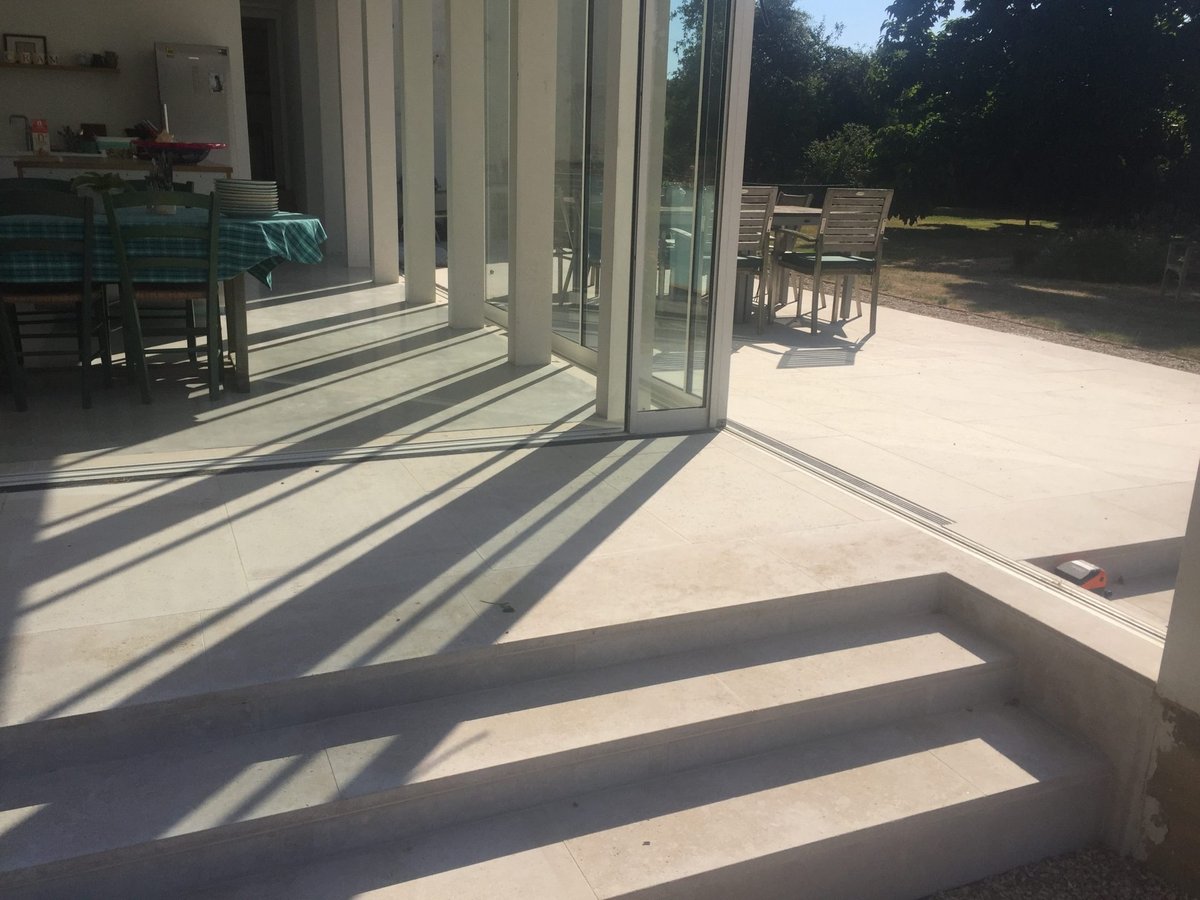 Outdoor tile patio and steps