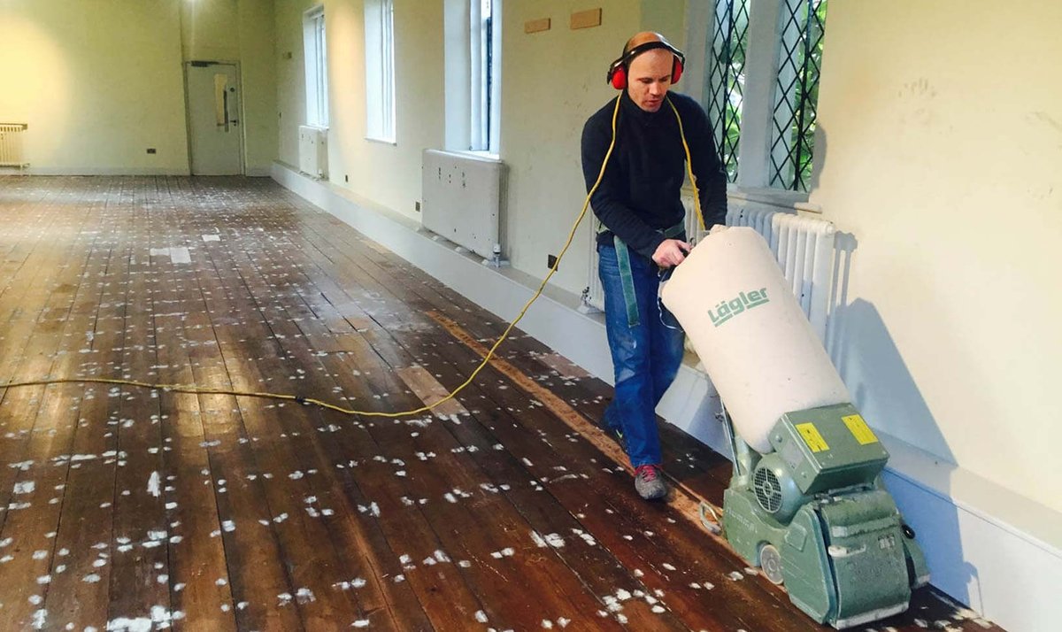 Floor sanding in progress