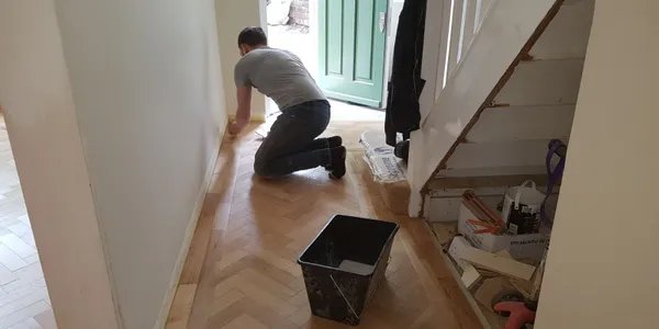 Floorboard refurbishment in progress