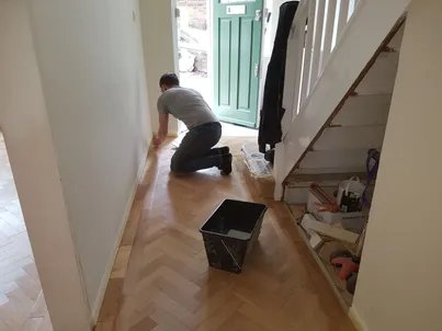 Floorboard refurbishment in progress
