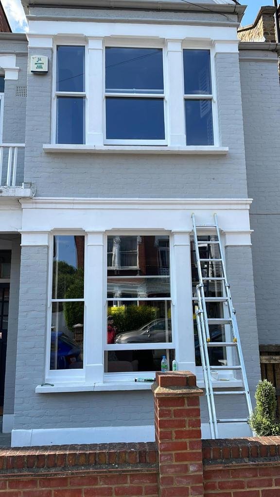 Sash windows on a building facade