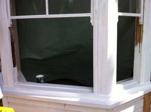 Bay window repair in progress