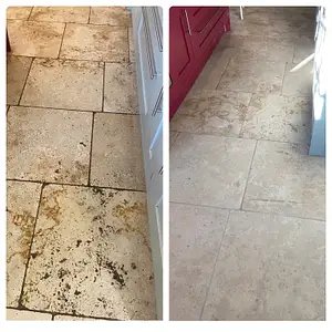 Before and after floor refinishing