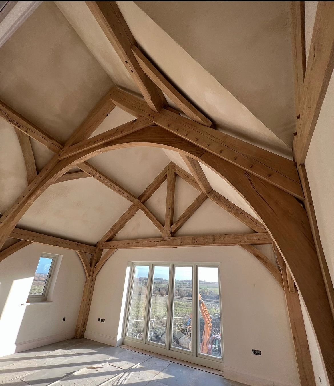 Interior of a building with lime plastering, showcasing the finished product.