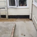 Exterior wall with damp proofing work completed