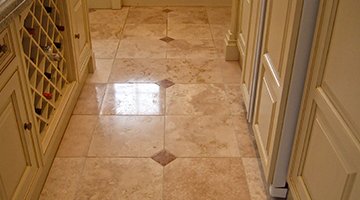 Tiled floor in kitchen