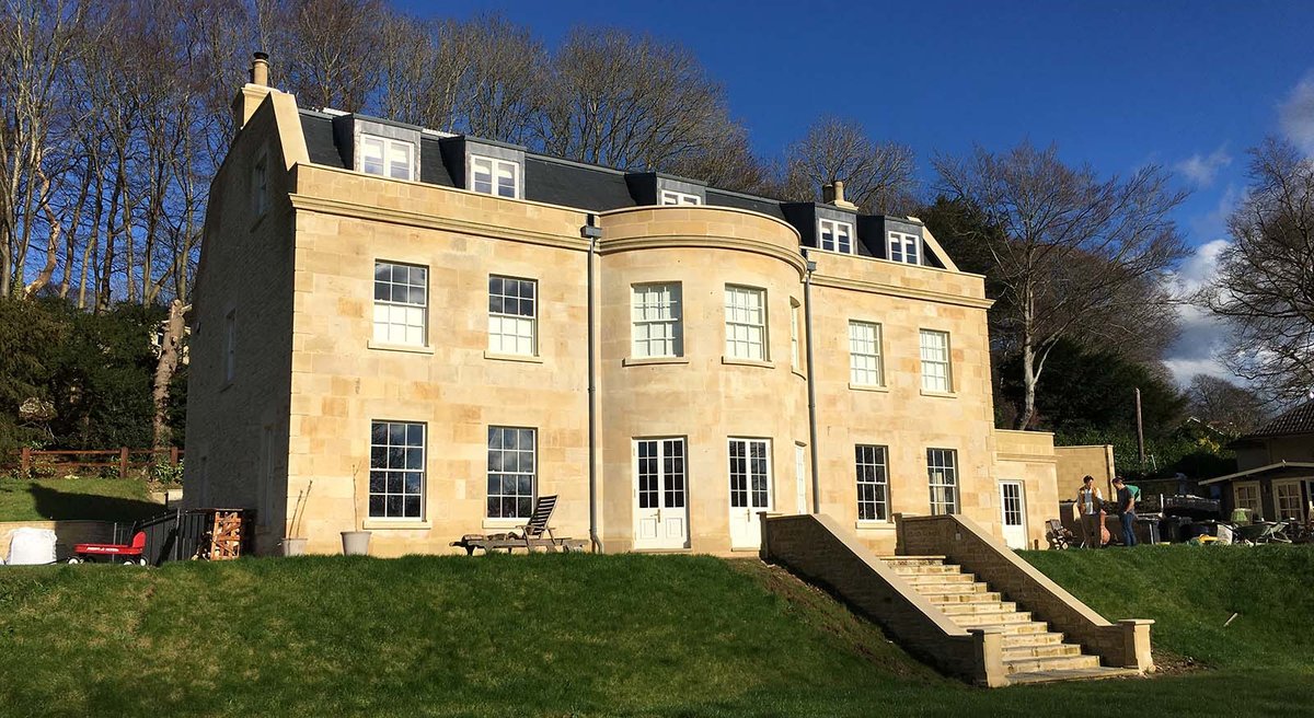 Large stone house exterior