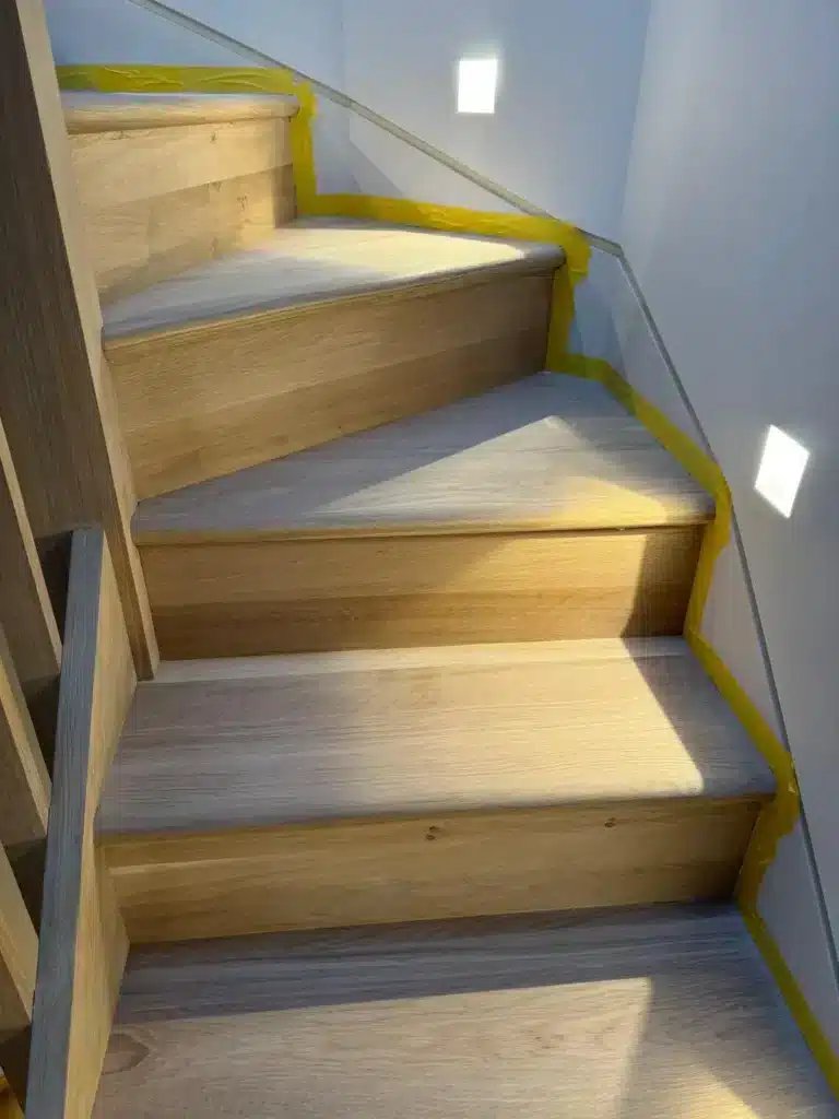Wooden stairs being renovated