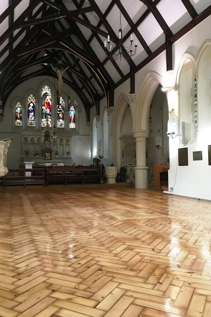 Church wood floor installation