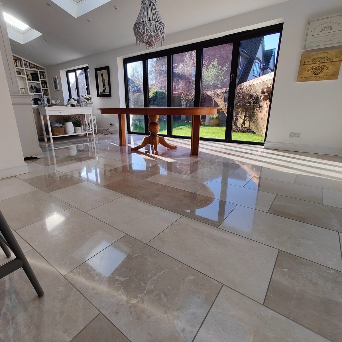 Refinished tile floor in dining room
