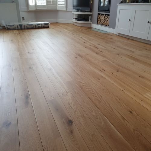 Finished wood floor after sanding and polishing.