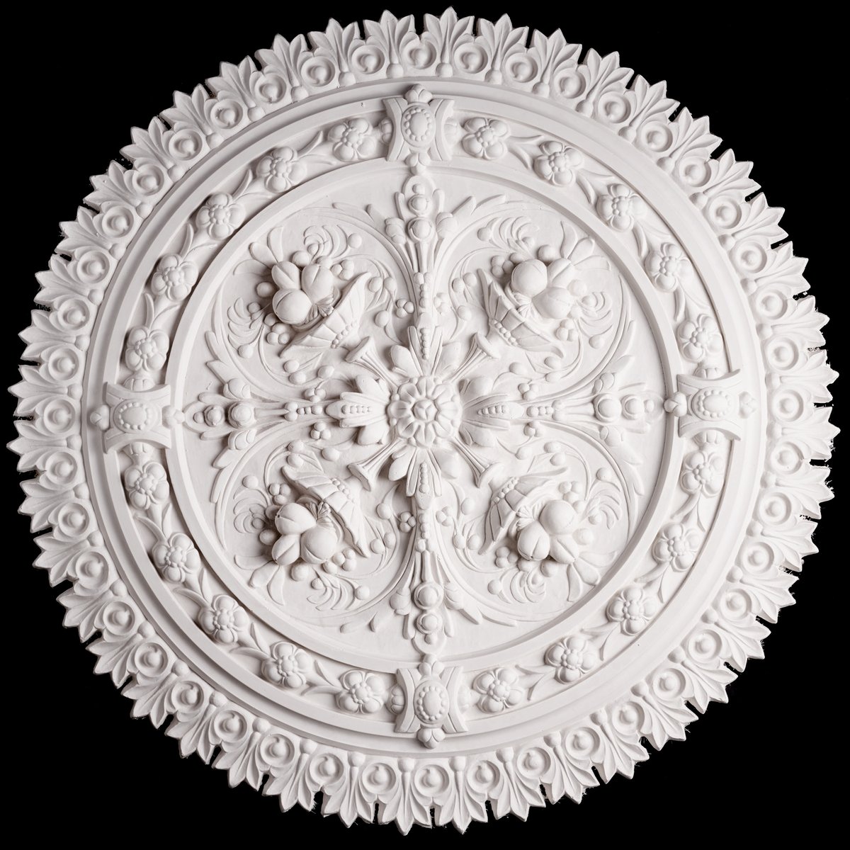 Finished plaster ceiling medallion