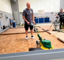Floor sanding in progress